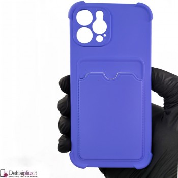 Anti-Shock dėklas su kišenėle - šviesiai violetinis (Apple Iphone 12 Pro)